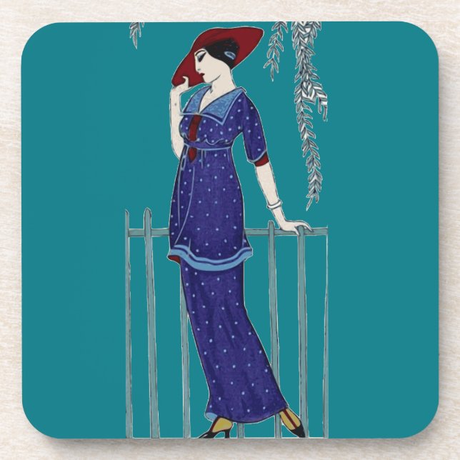 Paris fashion 1920s elegant lady coaster (Front)