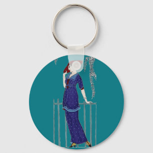 Paris fashion 1920s elegant lady key ring
