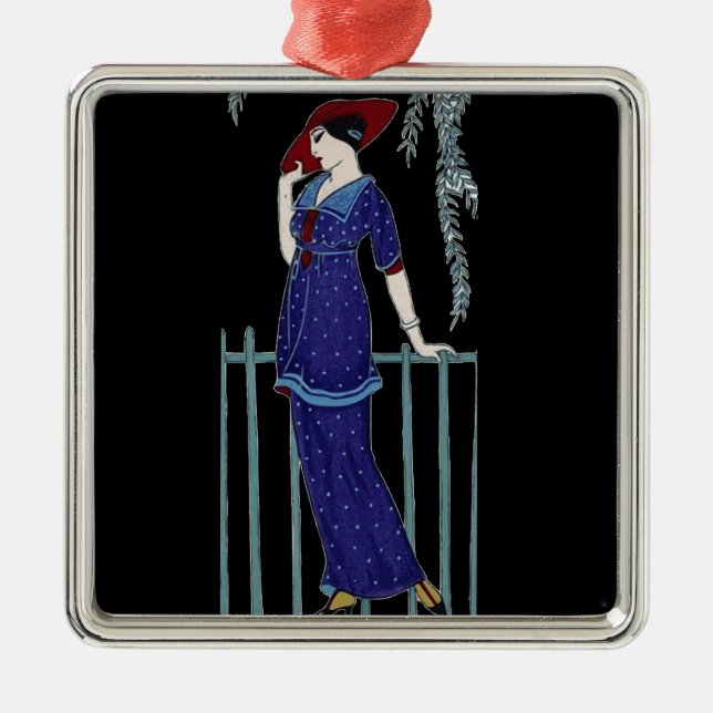 Paris fashion 1920s elegant lady metal tree decoration (Front)