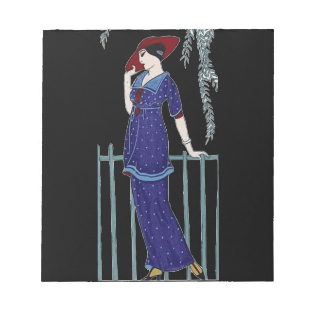 Paris fashion 1920s elegant lady notepad (Front)