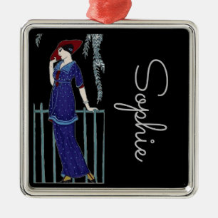 Paris fashion 1920s elegant lady personal name metal ornament