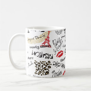 Paris fashion and glamour seamless pattern coffee mug