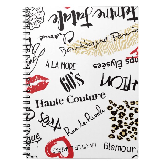 Paris fashion and glamour seamless pattern notebook (Front)