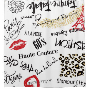 Paris fashion and glamour seamless pattern shower curtain