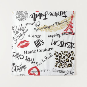 Paris fashion and glamour seamless pattern tapestry