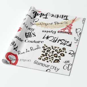 Paris fashion and glamour seamless pattern wrapping paper