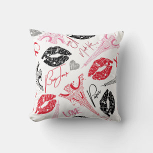 Paris fashion, calligraphic Eiffel Tower pattern. Cushion