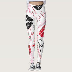 Paris fashion, calligraphic Eiffel Tower pattern. Leggings