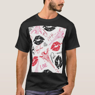 Paris fashion, calligraphic Eiffel Tower pattern. T-Shirt