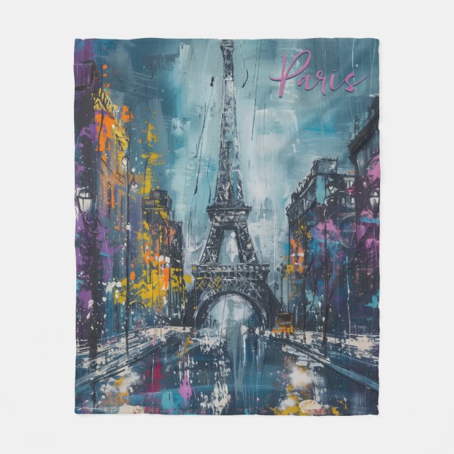 Paris Fashion Night Fleece Blanket (Front)