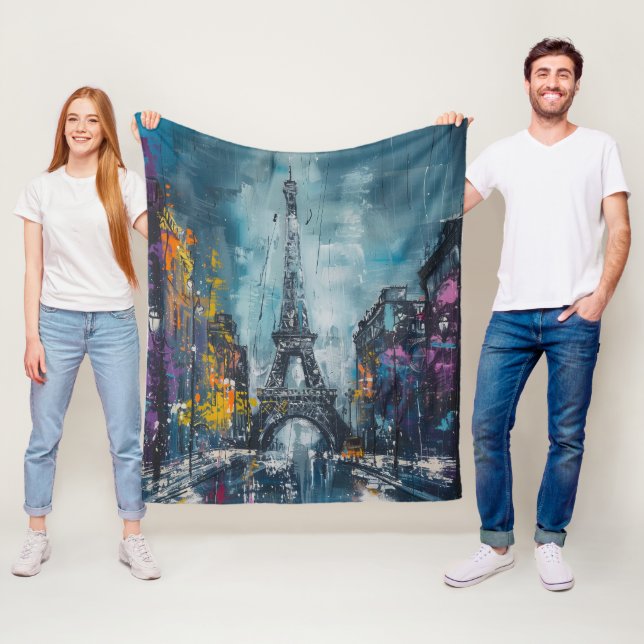Paris Fashion Night Fleece Blanket (In Situ)