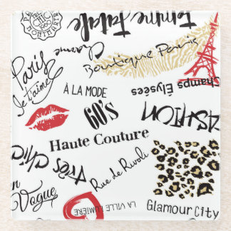 Paris fashion: vintage glamour pattern. glass coaster