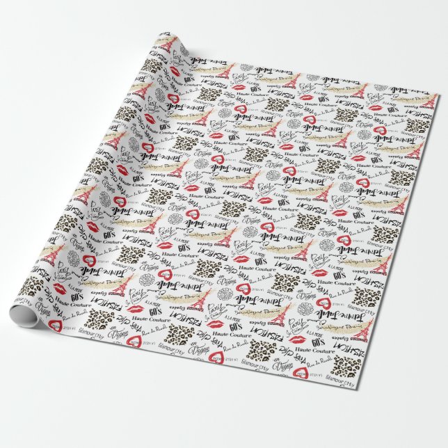 Paris fashion: vintage glamour pattern. wrapping paper (Unrolled)