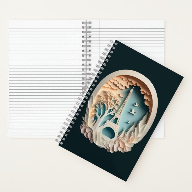 Paris Faux Papercut Style Spiral Notebook (Inside)