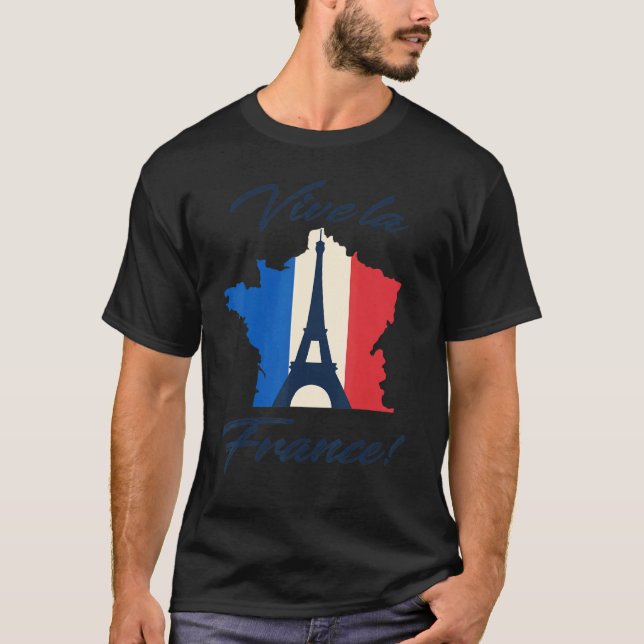 Paris Flag Eiffel Tower French Souvenir Vive La Fr T-Shirt (Front)