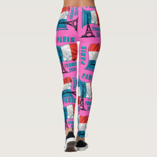 Paris Flag Eiffel Tower Leggings Paris France 2024