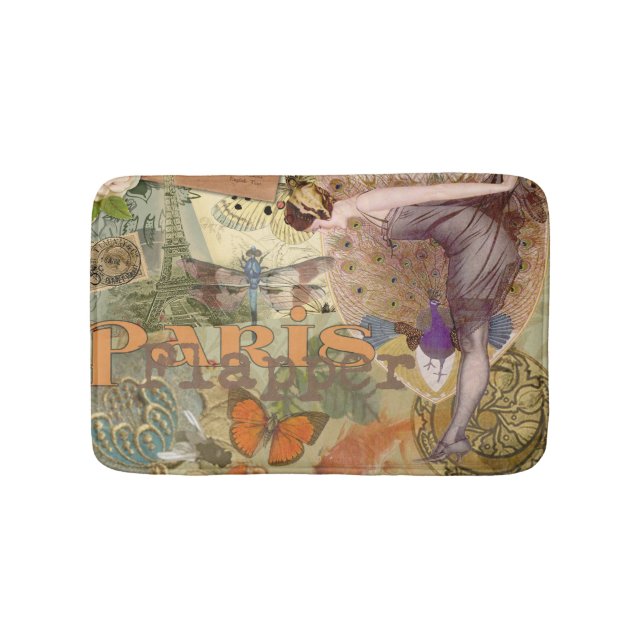 Paris Flapper Art Deco Peacock Vintage Bath Mat (Front)