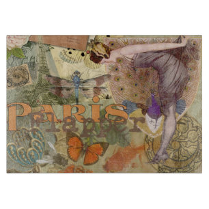 Paris Flapper Art Deco Peacock Vintage Cutting Board