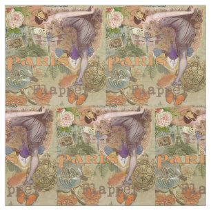 Paris Flapper Art Deco Peacock Vintage Fabric