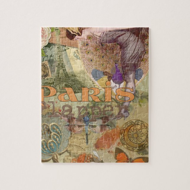 Paris Flapper Art Deco Peacock Vintage Jigsaw Puzzle (Vertical)