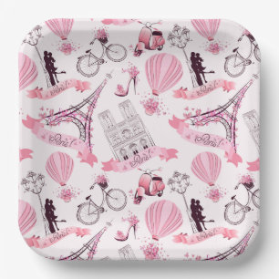 Paris Floral Paper Plate