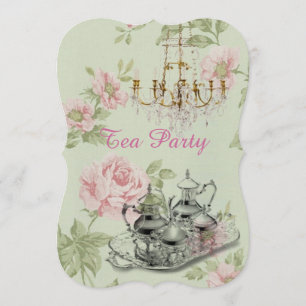 paris floral spring bridal shower tea party invitation