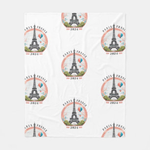 Paris France 2024 Fleece Blankets, Eiffel Tower