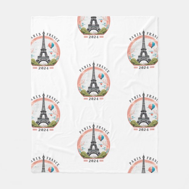 Paris France 2024 Fleece Blankets, Eiffel Tower Blanket (Front)