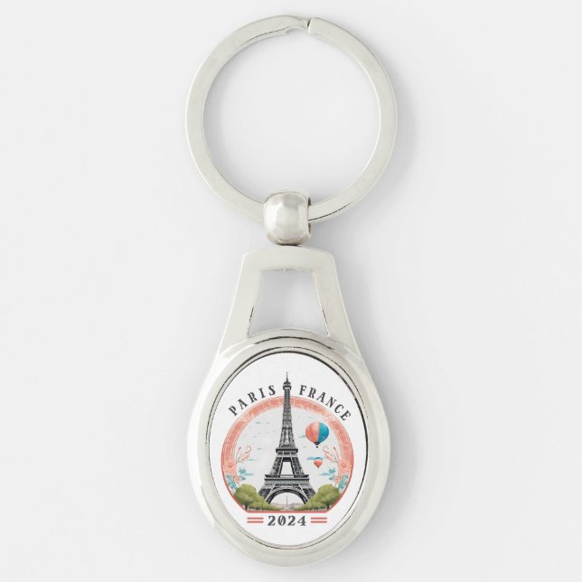 Paris France 2024 Keychains, Eiffel Tower Key Ring (Front)