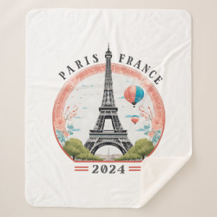 Paris France 2024 Sherpa Blankets, Eiffel Tower Sherpa Blanket