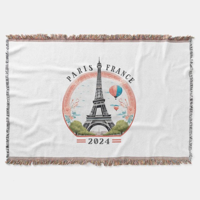 Paris France 2024 Throw Blankets, Eiffel Tower (Front)