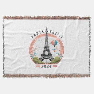Paris France 2024 Throw Blankets, Eiffel Tower Blanket