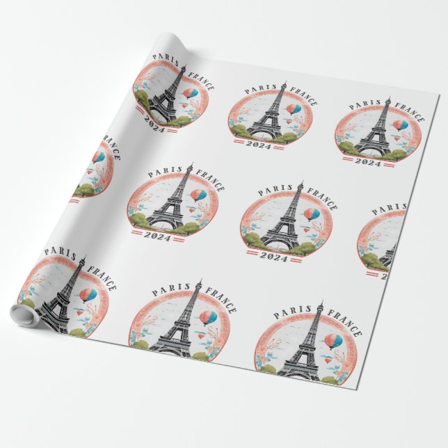 Paris France 2024 Wrapping Papers, Eiffel Tower Paper (Unrolled)