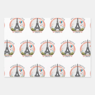 Paris France 2024 Wrapping Papers, Eiffel Tower Wrapping Paper Sheet