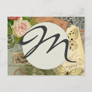 Paris France Antique Artwork Collage Eiffel French Postcard