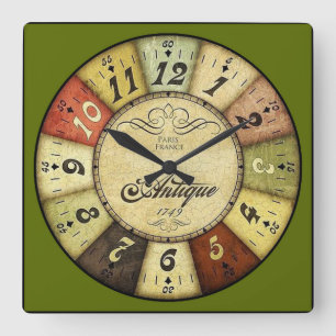 Paris France Antique Square Wall Clock