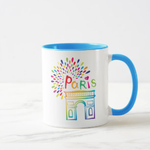 Paris France Arc de Triomphe Neon Design Mug