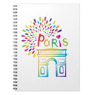 Paris France Arc de Triomphe Neon Design Notebook