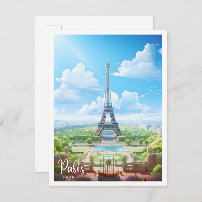 Paris France Art Vintage Travel  Postcard (Front/Back)