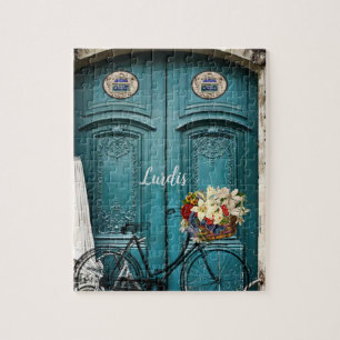 Paris France Bike Floral Jigsaw Puzzle
