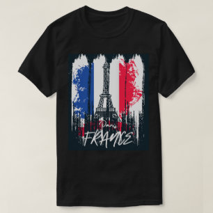 Paris France Brushstroke Eifel Tower Design  T-Shirt