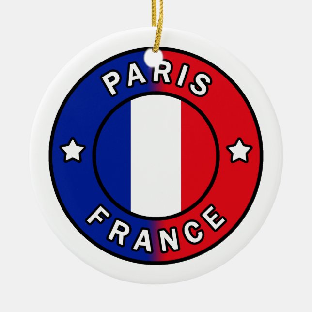Paris France Ceramic Ornament (Front)