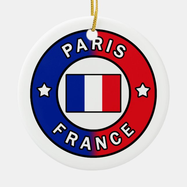 Paris France Ceramic Ornament (Front)