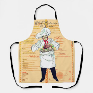 Paris France Chef Caricature Menu Text Apron