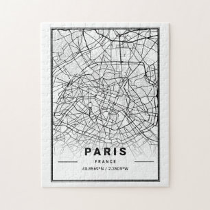 Paris France City Map   Modern Minimalist Drawing Jigsaw Puzzle