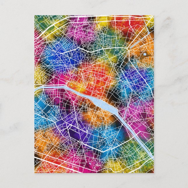 Paris France City Map Postcard (Front)