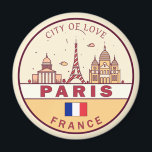 Paris France City Skyline Emblem Magnet<br><div class="desc">Paris minimalist,  colourful art design featuring monuments and landmarks of the city in France.</div>