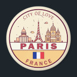 Paris France City Skyline Emblem Magnet<br><div class="desc">Paris minimalist,  colourful art design featuring monuments and landmarks of the city in France.</div>