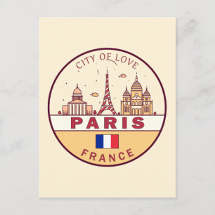 Paris France City Skyline Emblem Postcard