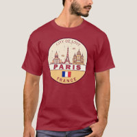 Paris France City Skyline Emblem